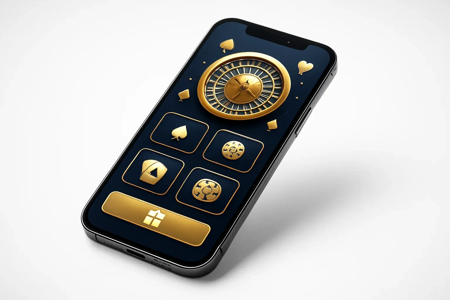 Modern smartphone displaying sleek casino app with games and bonuses